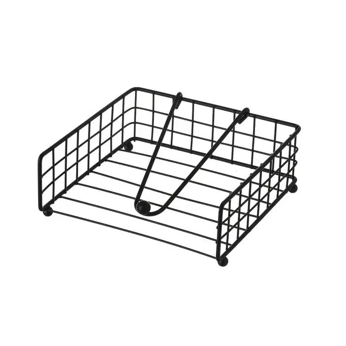 Servilletero metálico negro 19,50 x 19 x 7 cm Kit Completo Incluido