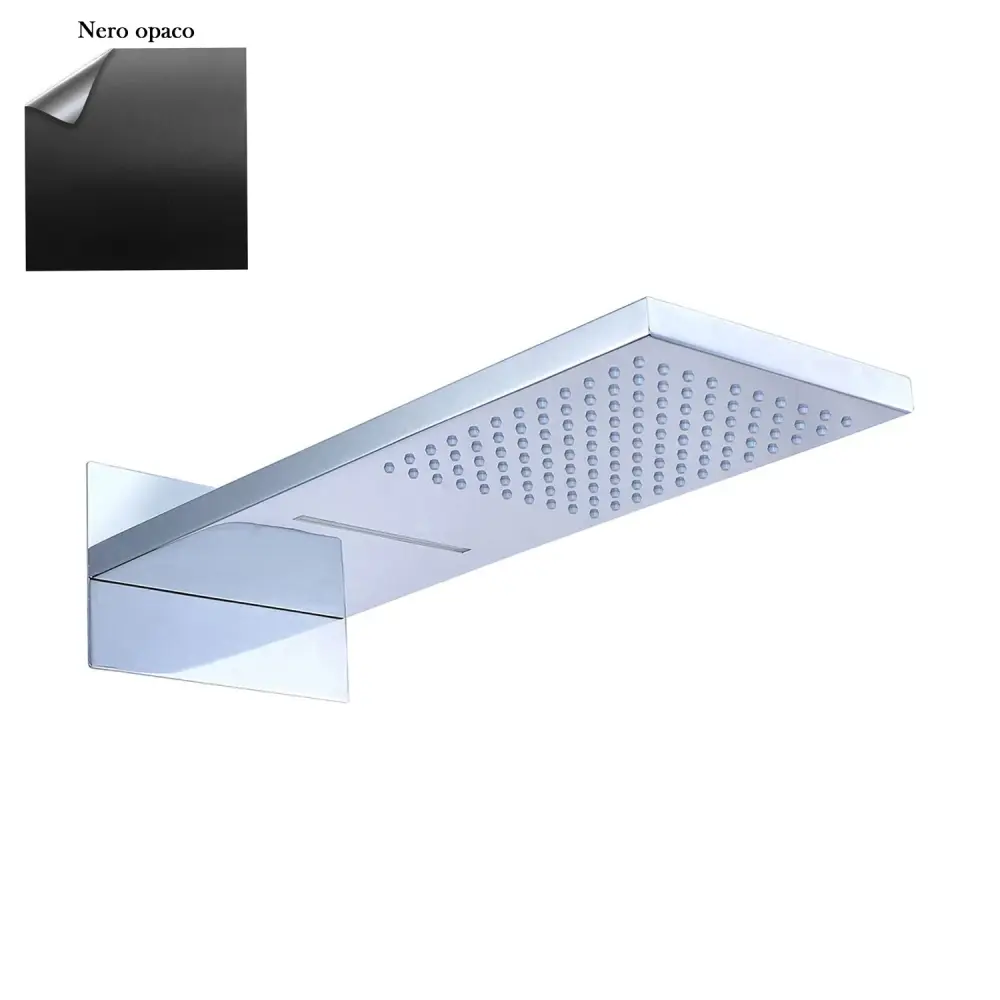 Soffione Helsinki 55x23cm acciaio nero con 2 getti