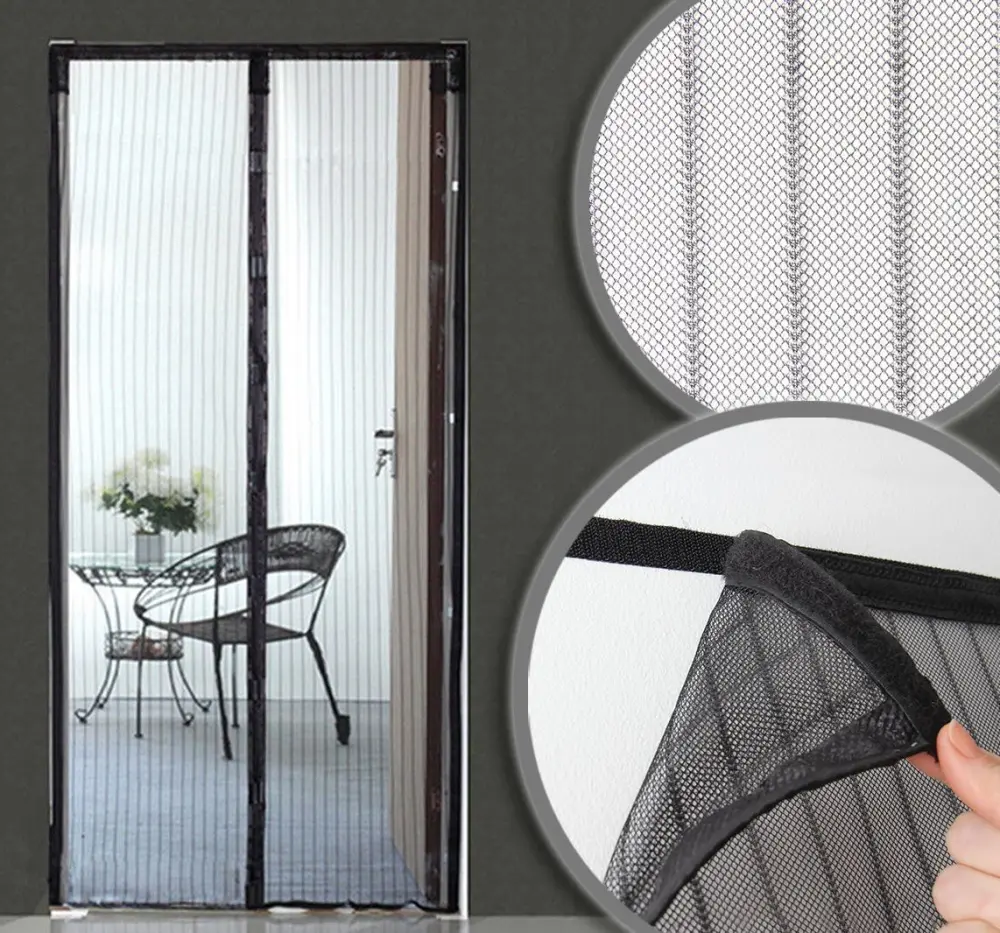 Mosquitera cortina de puerta negra magnetizada - 1000 x al 2150mm Avosdim