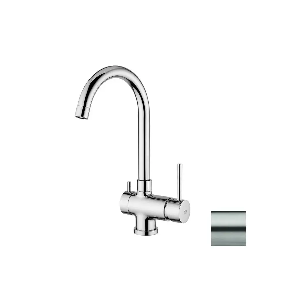 Miscelatore cucina serie Stick modello SK190ST 3 vie per acqua filtrata metal looking Paffoni