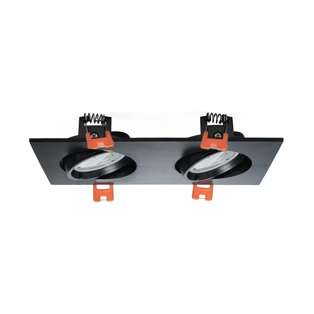 Aplique para Espejo MARCO EMPOTRABLE DOBLE NEGRO CUADRADO Y4R1, BASE MR16, ALUMINIO