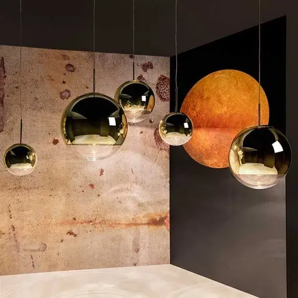 Lámpara de techo Copper Ball Oro cristal espejo dorado Ø26 cm