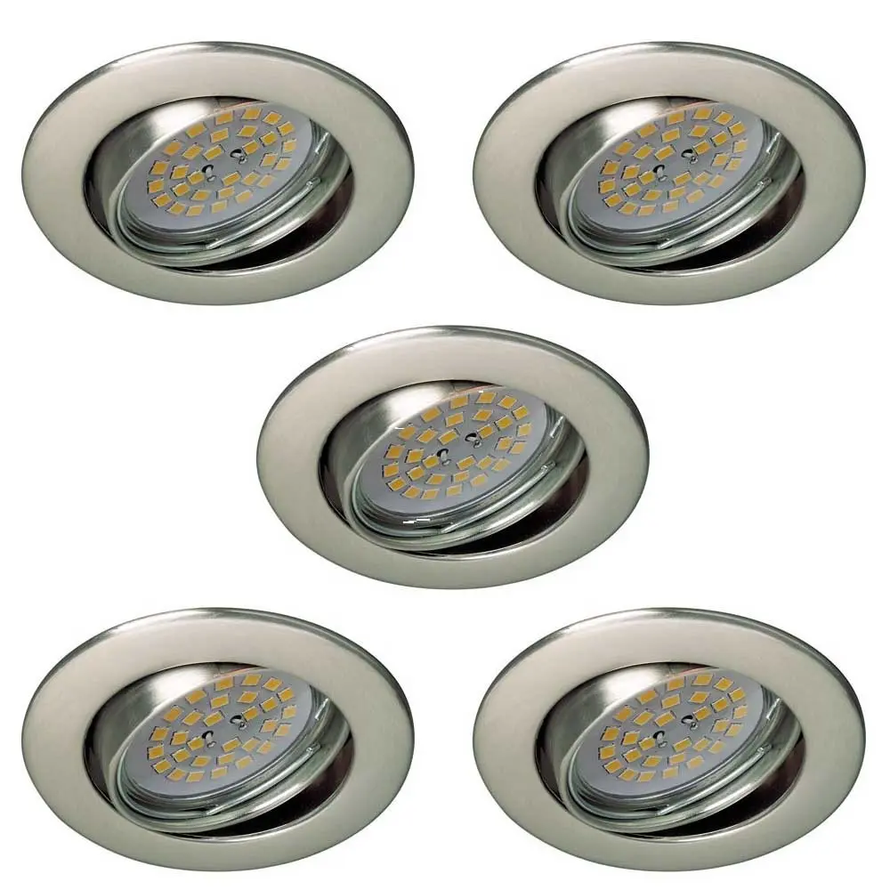 Pack 5 foco empotrable basculante elemental redondo níquel wonderlamp 1xgu10