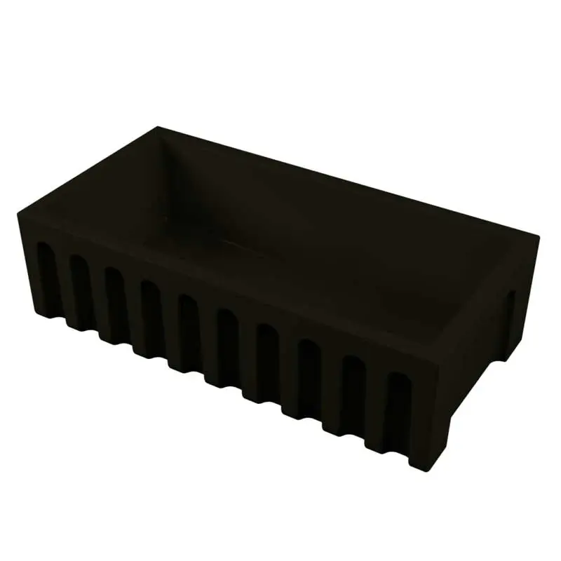 Alta Resistencia Fregadero de cocina 91x46 en cerámica negro reluciente colección Fluted de Ceramica Galassia con fronta...