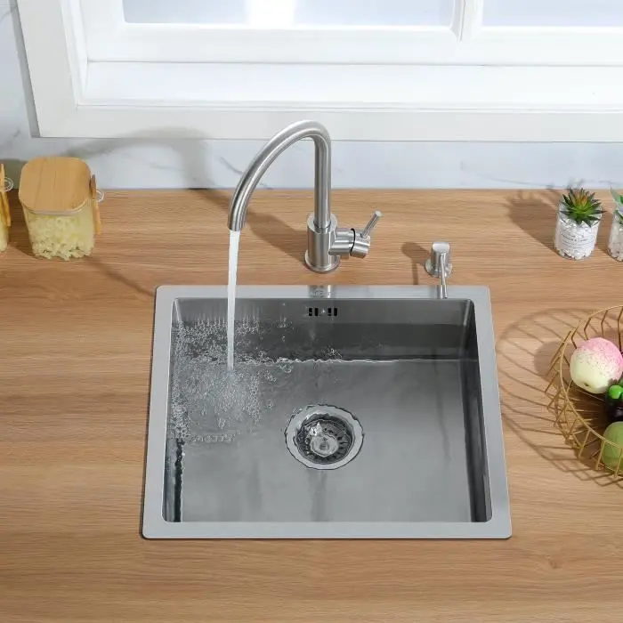 Auralum fregadero de cocina 1 seno 50x43cm fregadero bajo encimera de acero