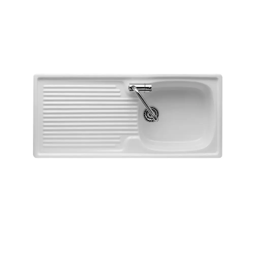 Fregadero de cocina de cerámica 1 cubeta y escurridor 100x45 cm bidireccional