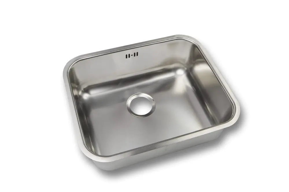 Fregadero de cocina de 1 cubeta, acero inoxidable satinado.