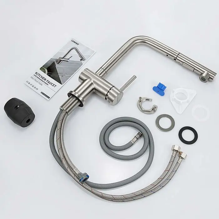 Grifo de cocina con ducha extraíble 2 funciones mezclador de fregadero de