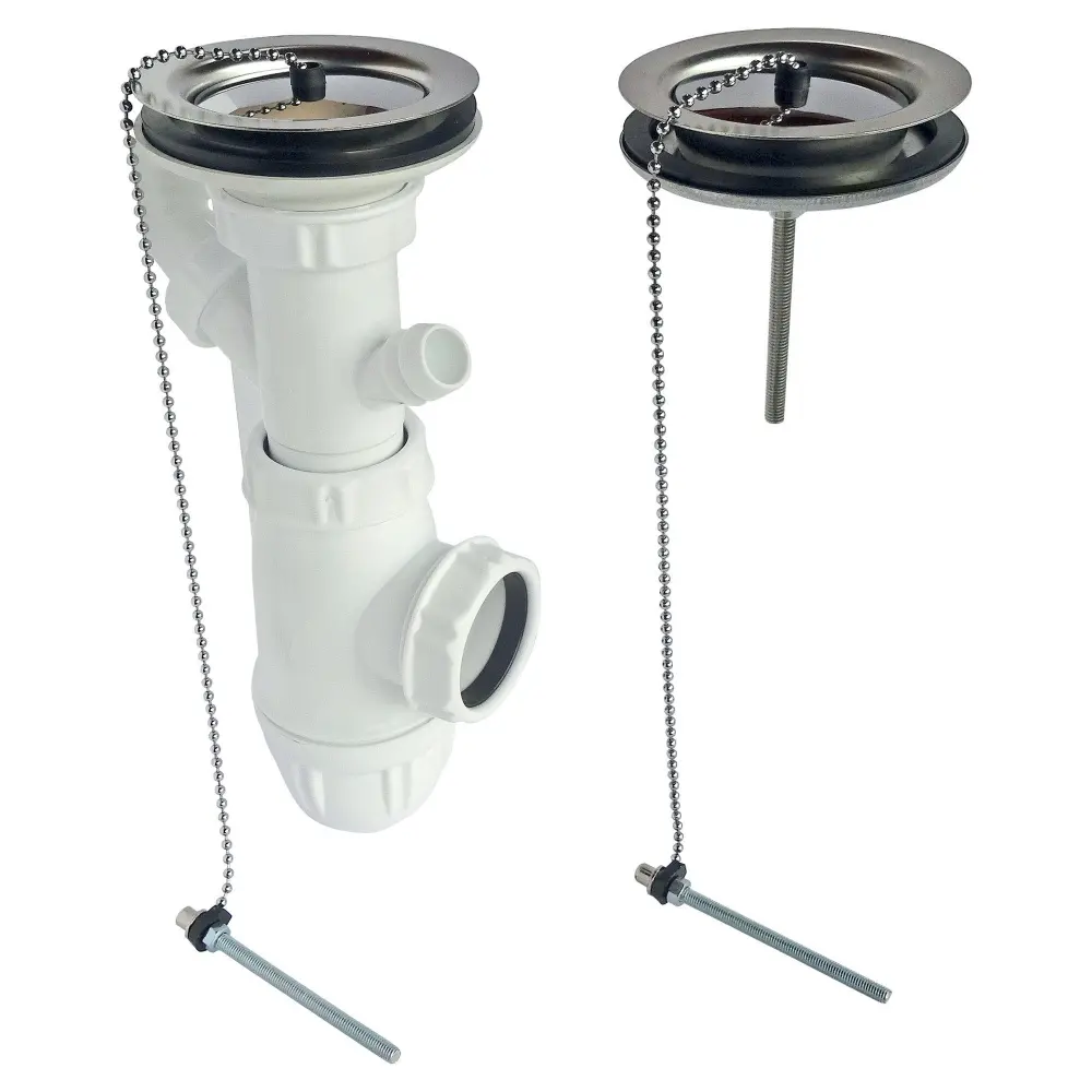 Sifón fregadero 2 cubetas comunicantes ø60 - 40/49 - cubeta inox diam.85mm