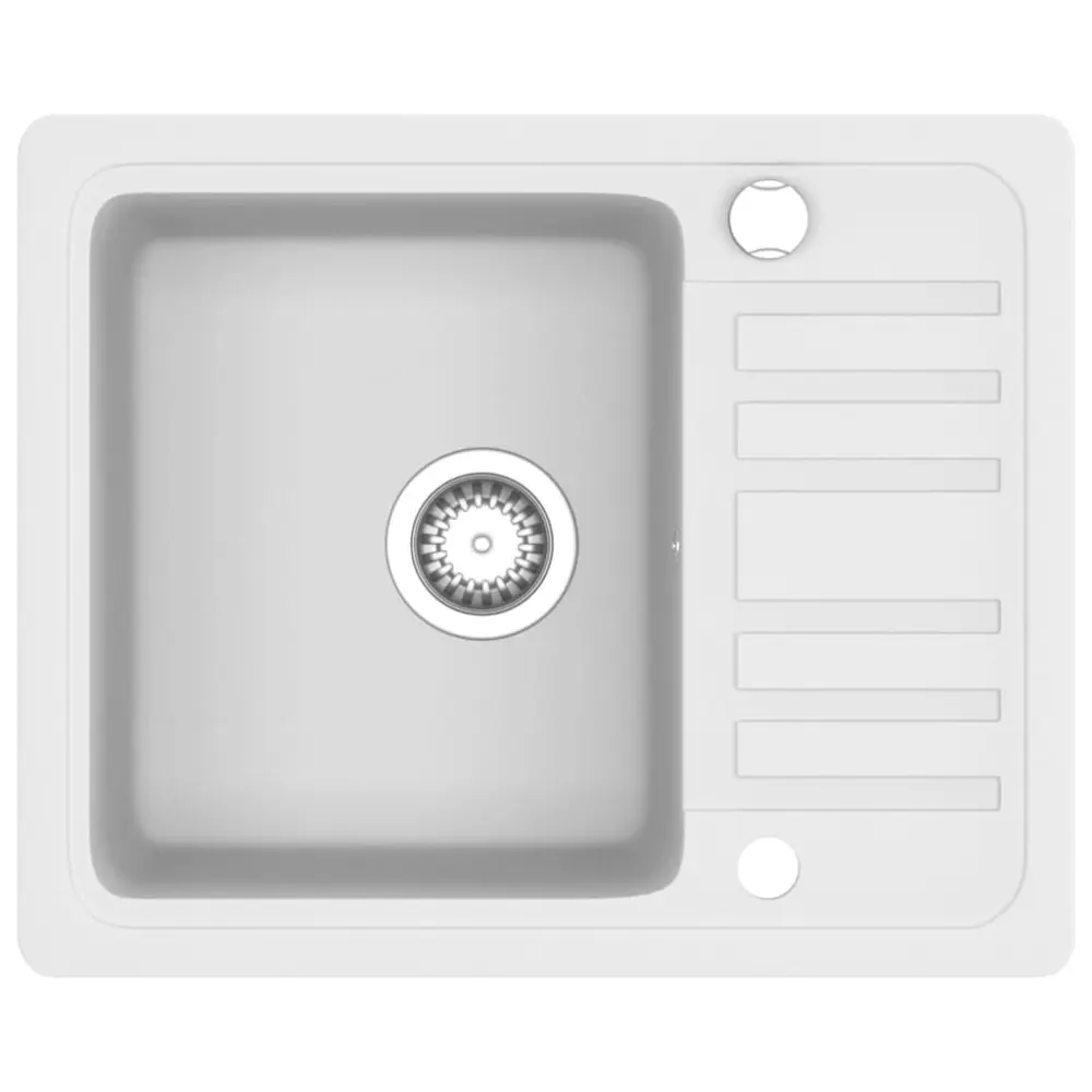 vidaXL fregadero de cocina con un seno granito blanco
