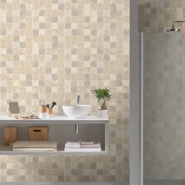 Friso pvc deco travertin mosaic Grosfillex_logo