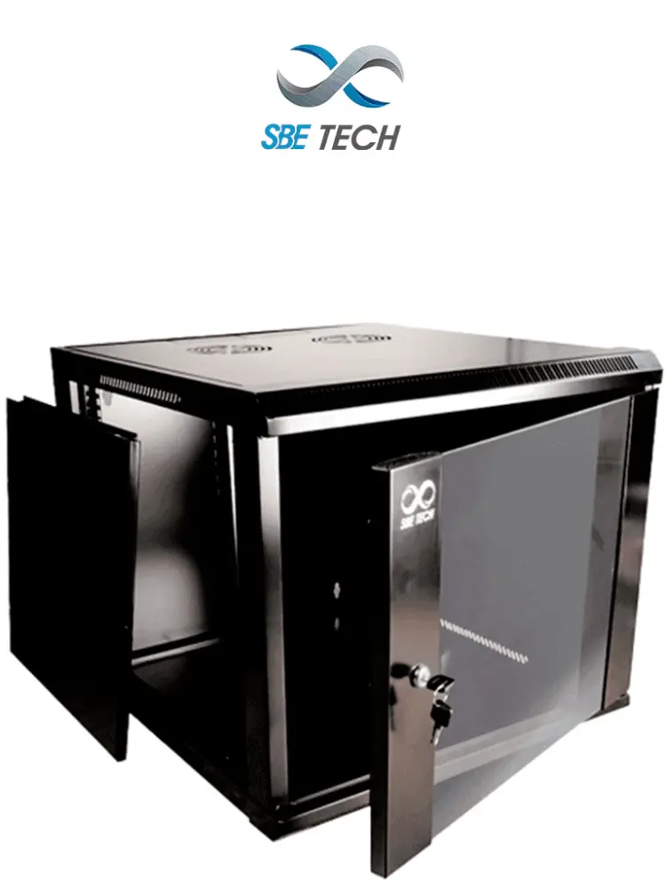 SBETECH GNLPAR9UR- Gabinete de pared de 9 UR con una profundidad de 45.0 cm y puerta delantera de cristal templado. para E...