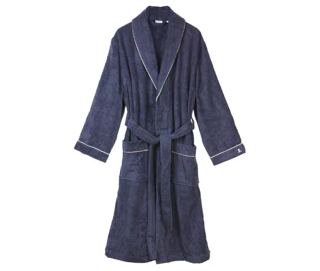 Scalpers Albornoz liso con ribete y detalle bordado azul marino Talla L-XL con Acabado en Cromo