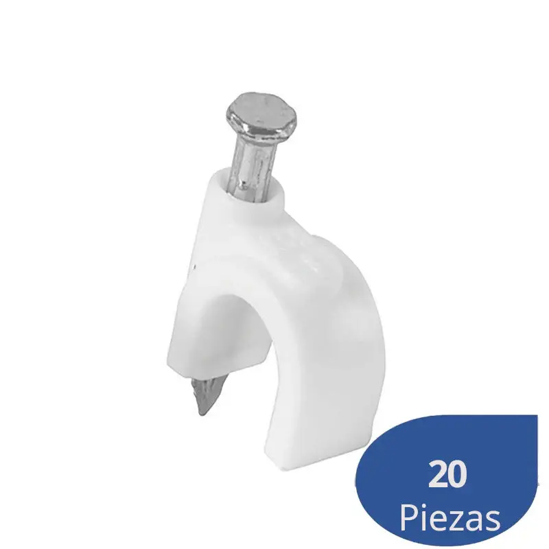 Destornillador Eléctrico Grapa Curva AKSI Para Cable Coaxial 5MM Color Blanco 20 Piezas