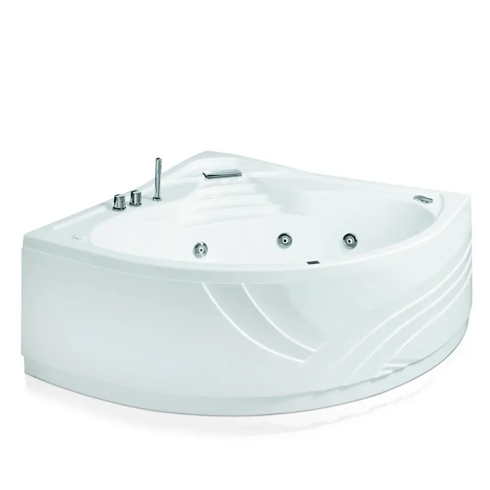 Bañera de hidromasaje modelo Procida con flujo en cascada y griferí en acrílico y ABS cm 140x140