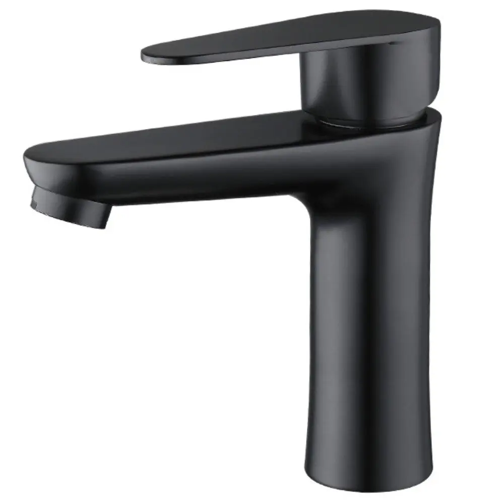 Grifo lavabo negro caño bajo essentials coal grifers
