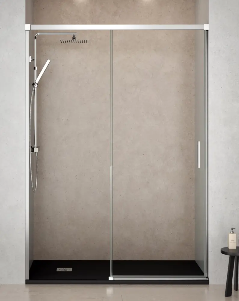 Mampara ducha 1 puerta 1 fijo | cromo 195cm (adapt.189-194cm)