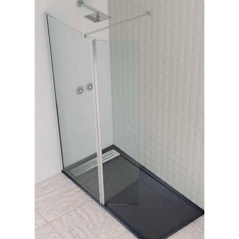 Mampara fija 80cm. + abatible 40cm. Perfil cromo brillo con antical.