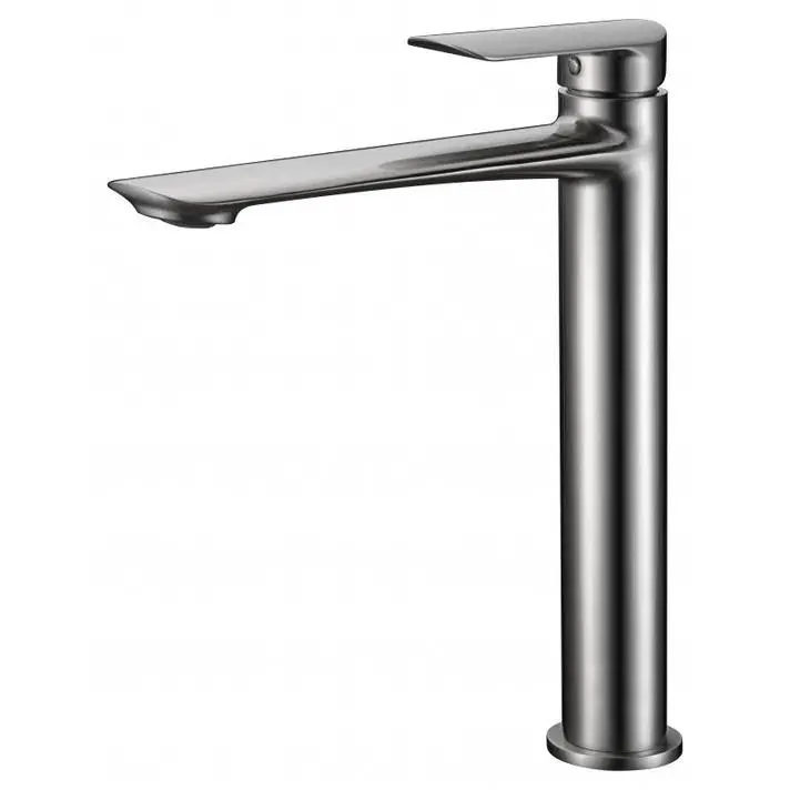 Mice - grifo lavabo caño esbelto, mezclador monomando baño níquel cepillado