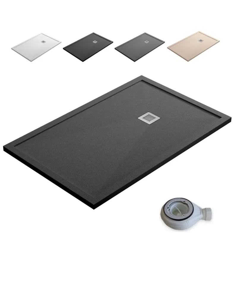 Plato ducha con borde valvula y rejilla | antracita | 80 x 160 cm