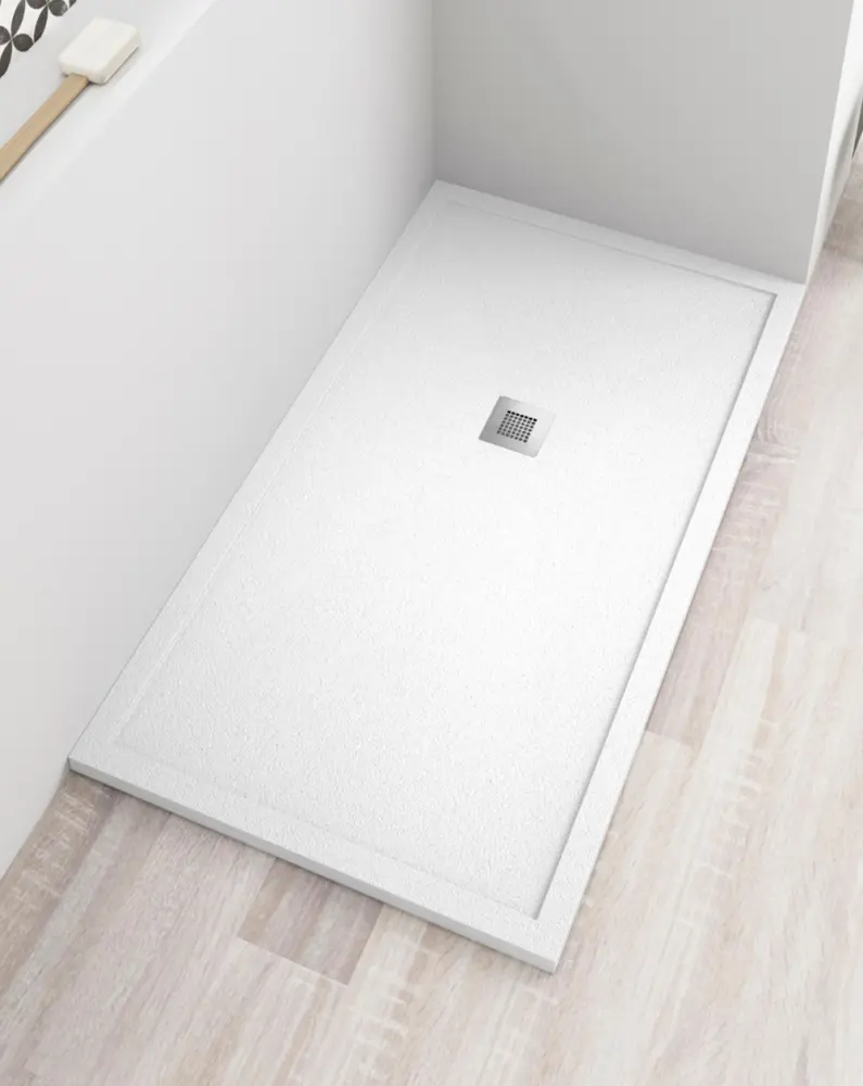 Plato ducha con borde valvula y rejilla | blanco | 70 x 90 cm