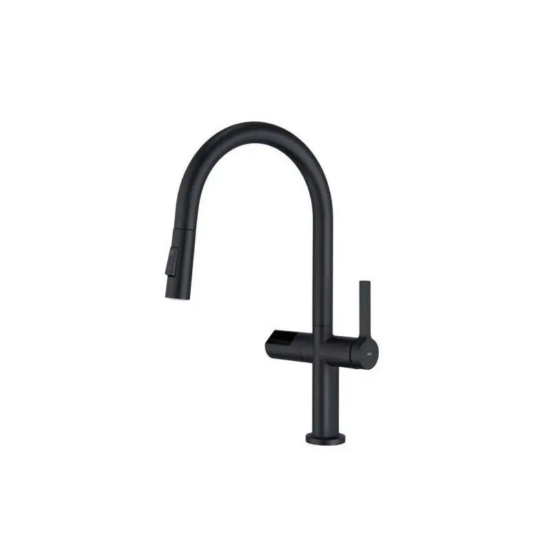 Griferí de cocina monomando extraíble negro mate serie turín