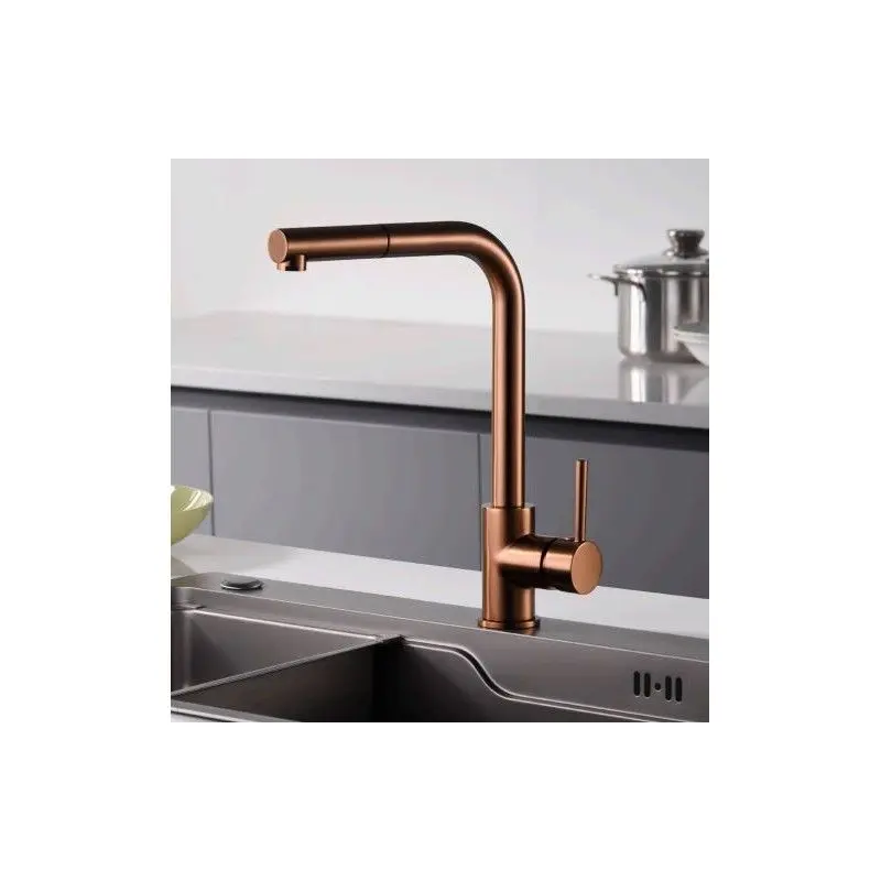 Griferí de cocina monomando extraíble oro rosa cepillado serie malta