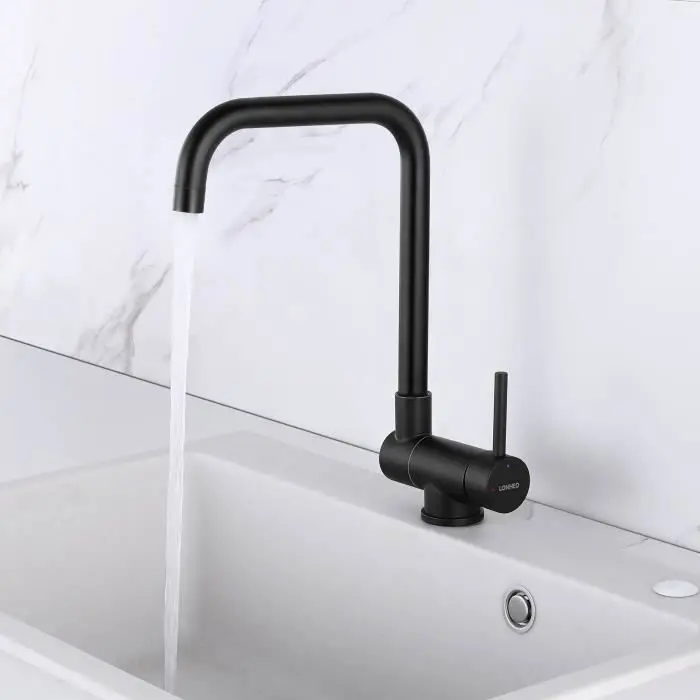Grifo de cocina abatible giratorio de 360 ° de acero inoxidable negro - lon