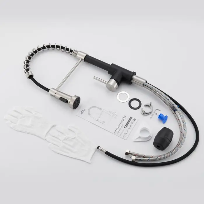 Grifo de cocina de acero inoxidable - giratorio 360° - mezclador de resorte