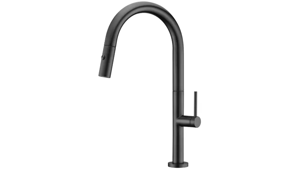 Grifo de cocina con teLEDucha - monomando fregadero extraíble negro mate