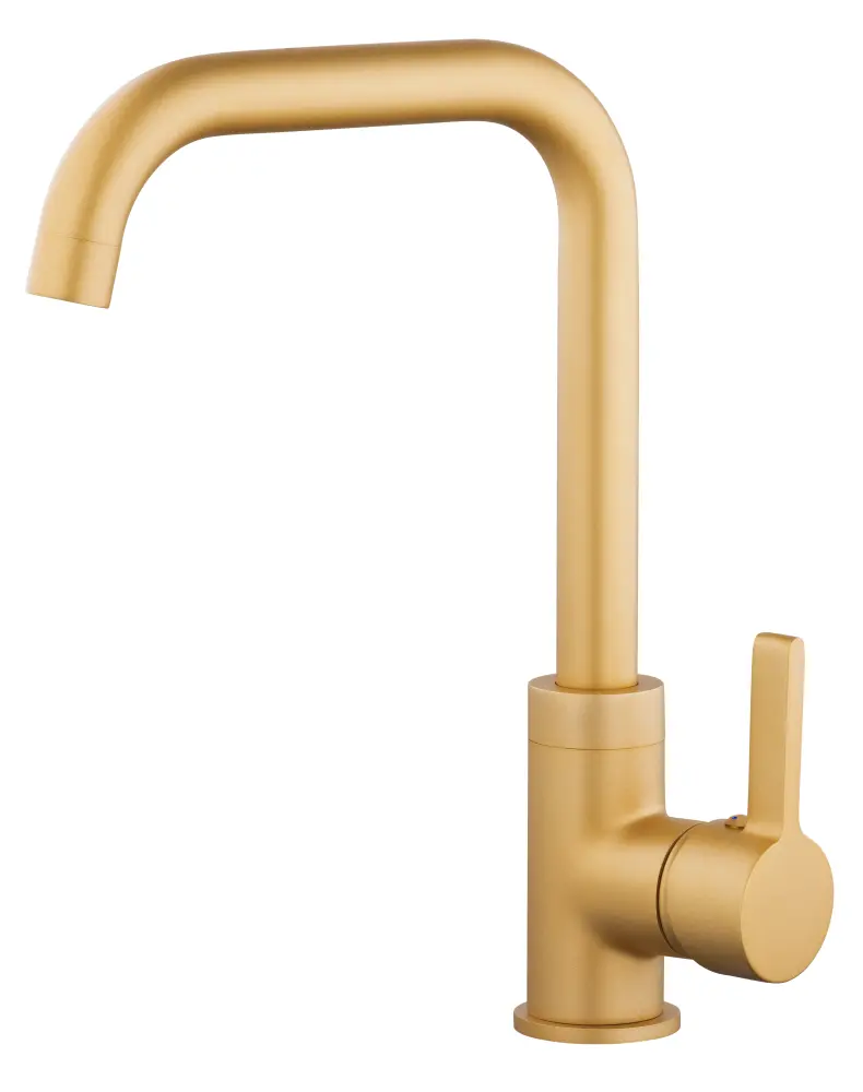 Mezclador de fregadero con caño grande en dorado cepillado colorado .