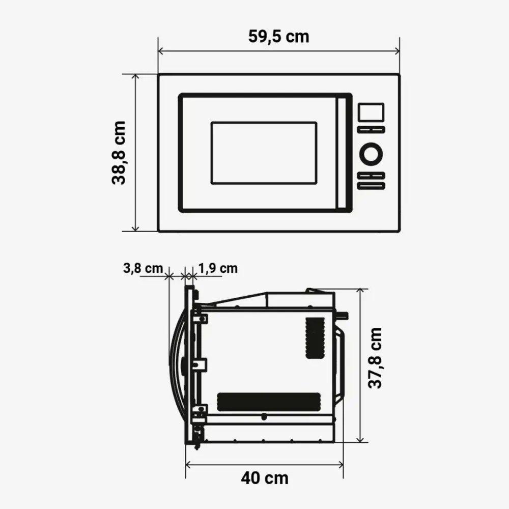 Microondas encastrable SpeedyBake Plus 6125B Compatible Blue 900W función grill negro