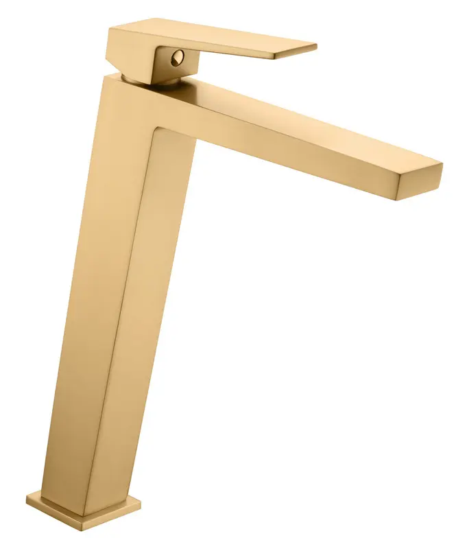 Acero Inoxidable Premium Mice - grifo de lavabo monomando de baño caño elevado color oro cepillado
