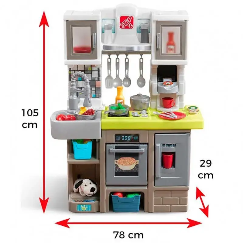 Cocina de juguete Contemporary Chef CB Toys 20 accesorios +2A gris 105x78x29 cm Set de 4 Piezas