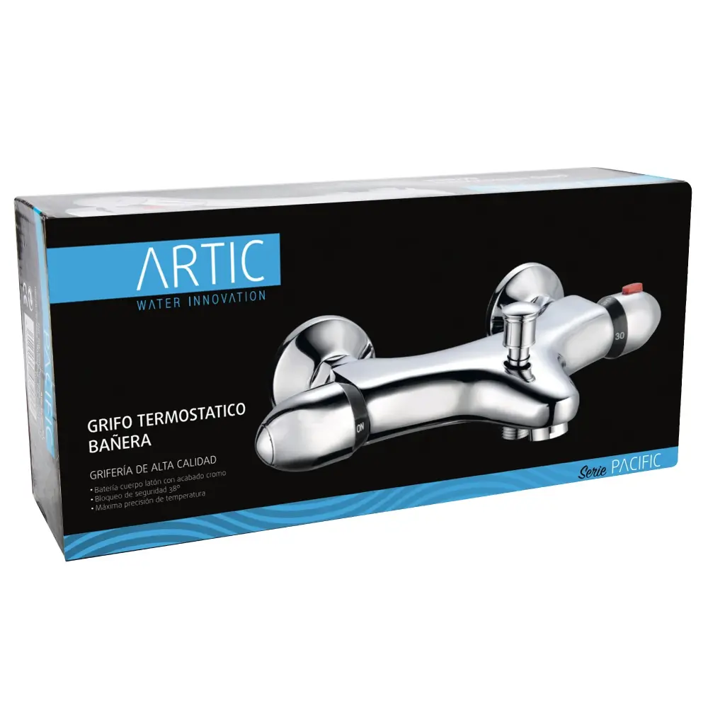 Espejo con Luz Grifo de Ducha y Bañera con Termostato Serie Pacific