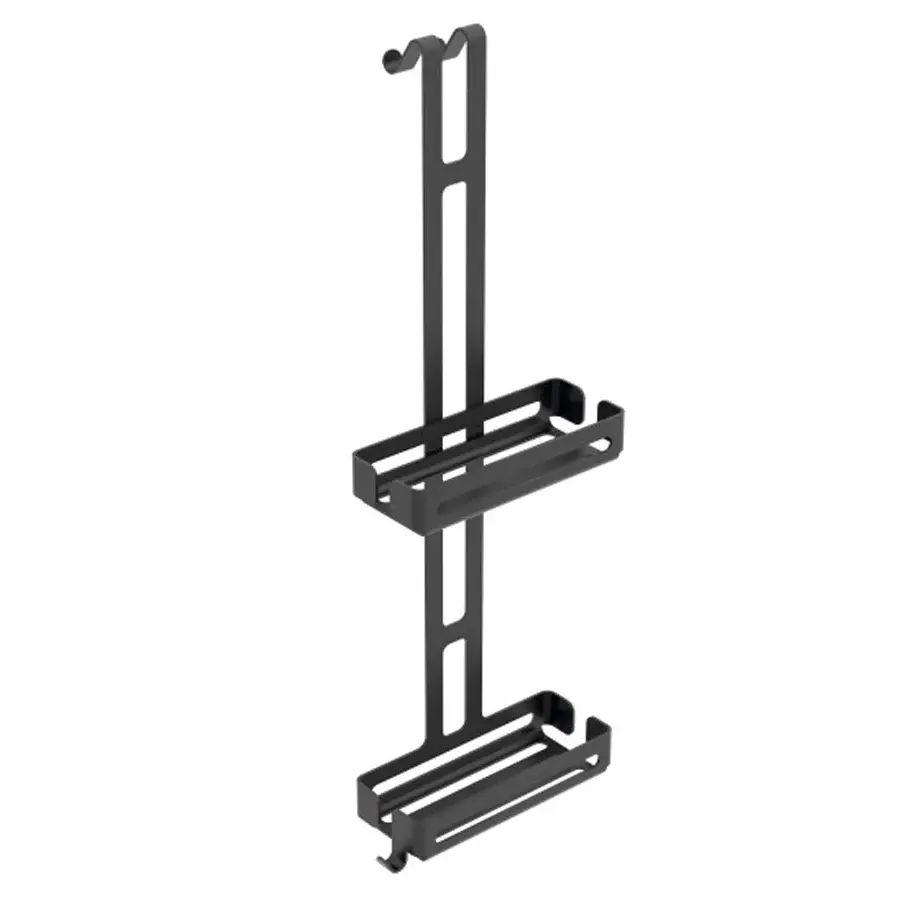 Griglia portaoggetti doccia da appendere con doppio ripiano contenitore Lineabeta collezione Filo alluminio verniciato nero