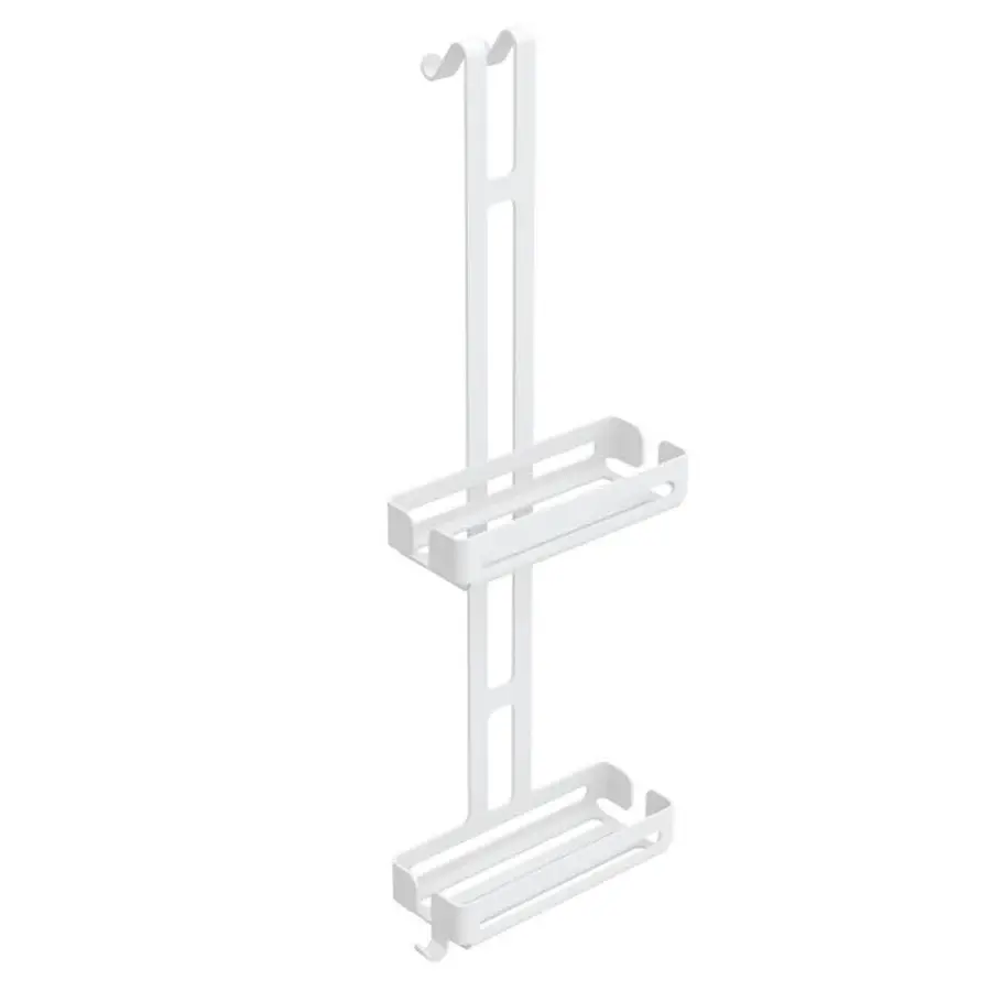 Griglia portaoggetti doccia da appendere con doppio ripiano contenitore Lineabeta collezione Filo alluminio verniciato bianco
