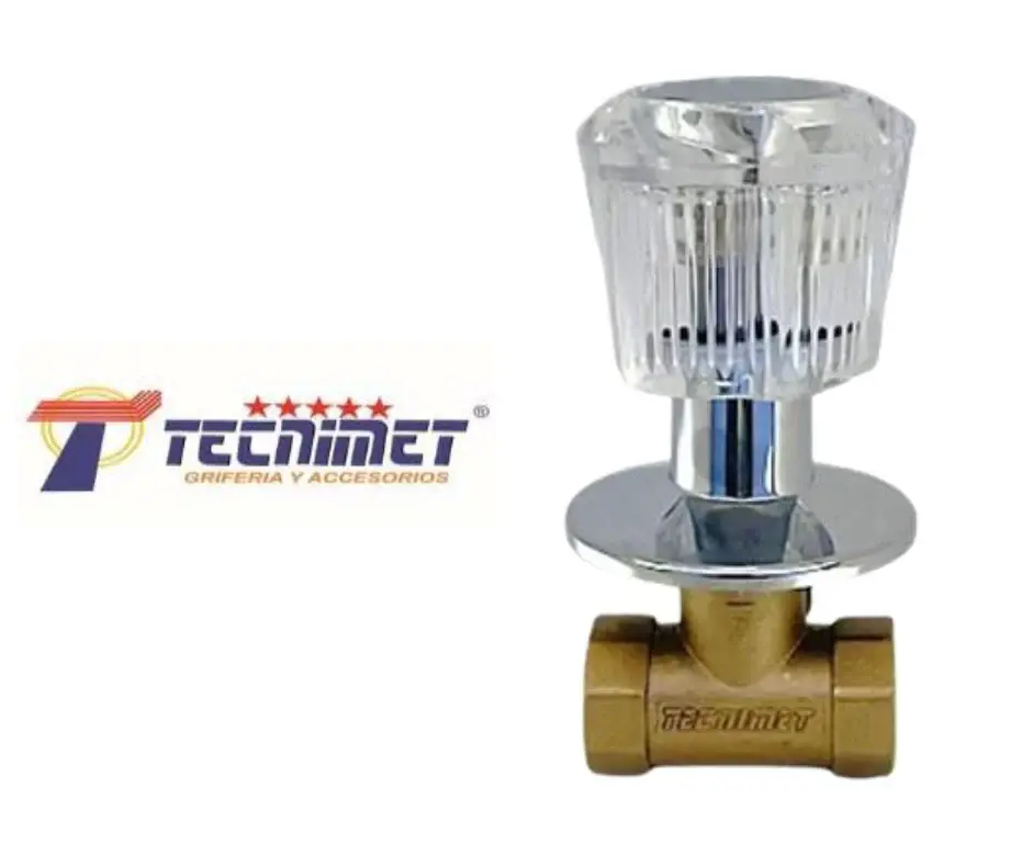 Llave para ducha bronce acrílico 1/2" - Tecnimet Acabado en Cromo