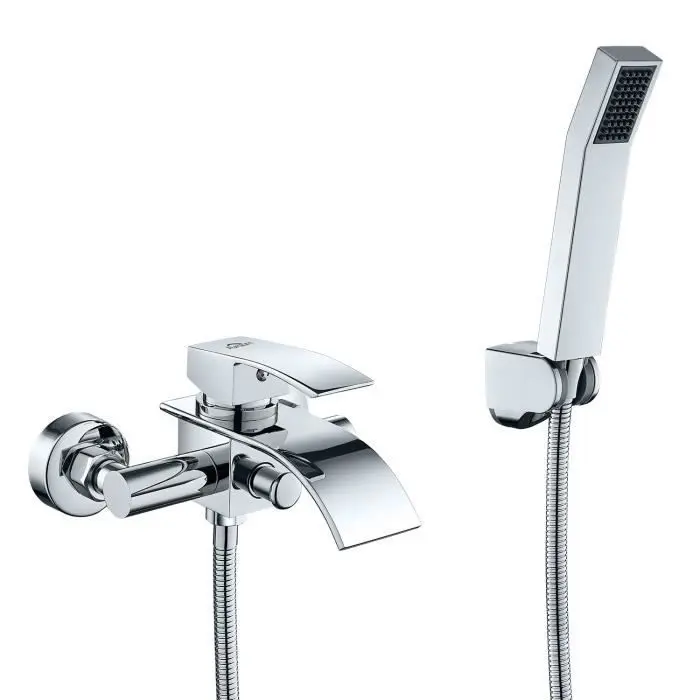 Grifo de bañera en cascada con ducha de mano de latón para baño - auralum