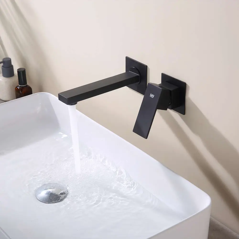 Grifo lavabo empotrado sky bath negro mate inox s304 serie thunder
