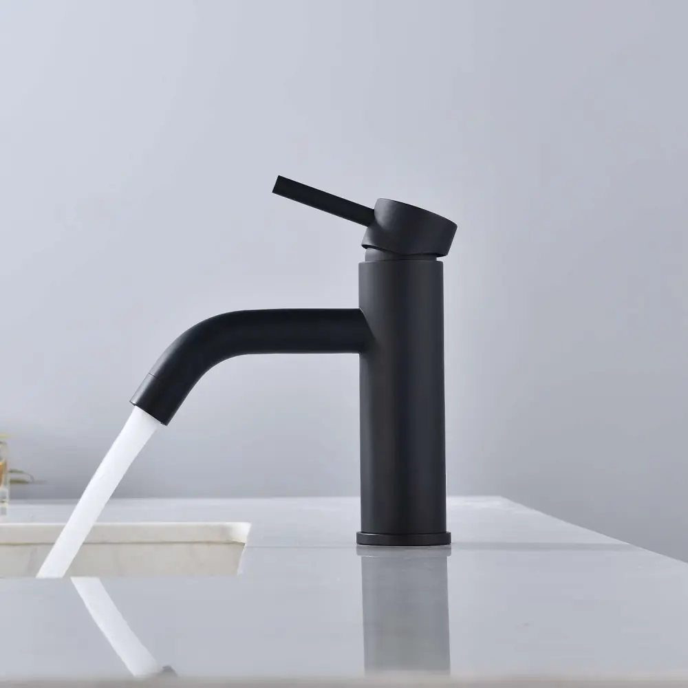 Grifo monomando lavabo sky bath negro mate inox s304 serie rock