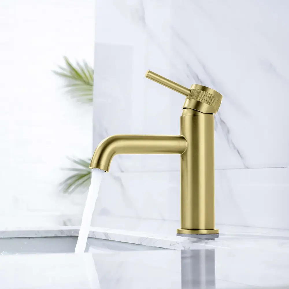 Grifo monomando lavabo sky bath oro cepillado serie diamond