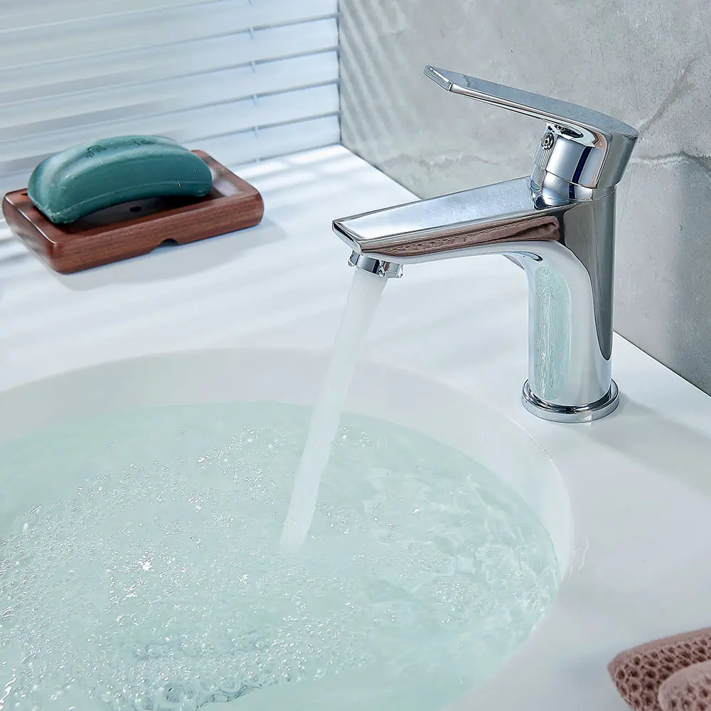 Kibath grifo lavabo monomando den acabado cromo brillo creado en latón