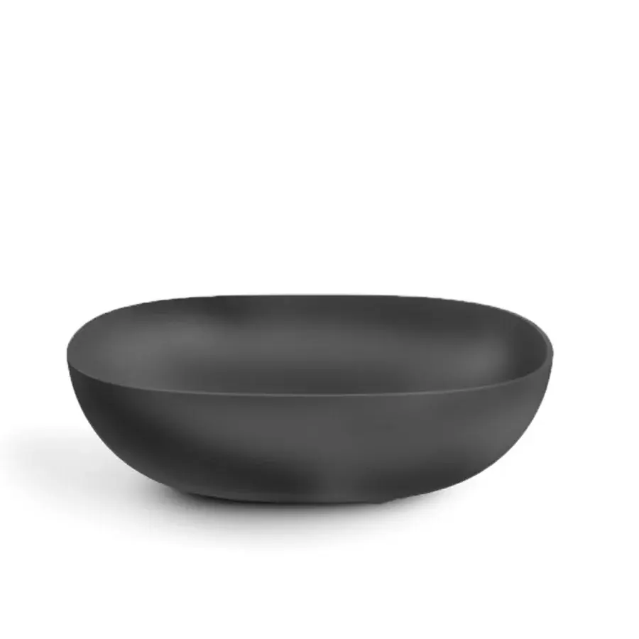 Lavabo vasca ovale da appoggio senza piletta Lineabeta collezione Acquaio ceramica opaca color antracite cm 60x38,4x14,8h