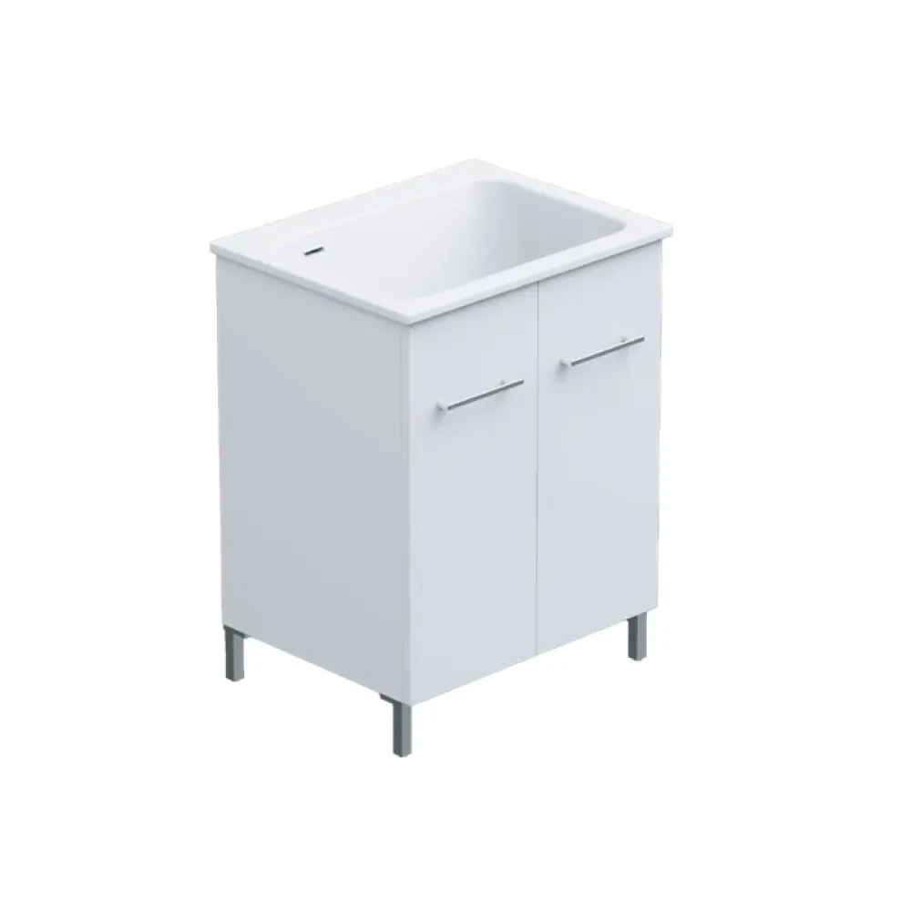 Lavatoio ceramica con mobile 2 ante melaminico Nanco Xilon cm 60x50 Bianco lucido