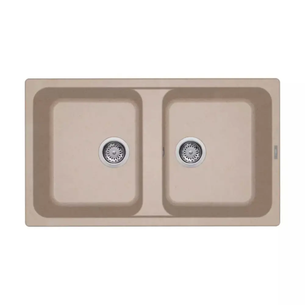 Lavello da Incasso 86x50 2 Vasche GRANITEK colore Avana Trattamento Antibatterico LIFE 450 Reversibile