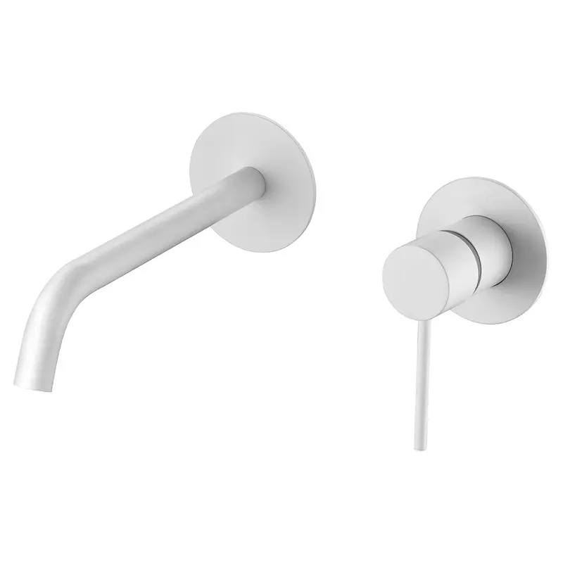 Mice - griferia empotrada monomando de lavabo de laton - color blanco mate