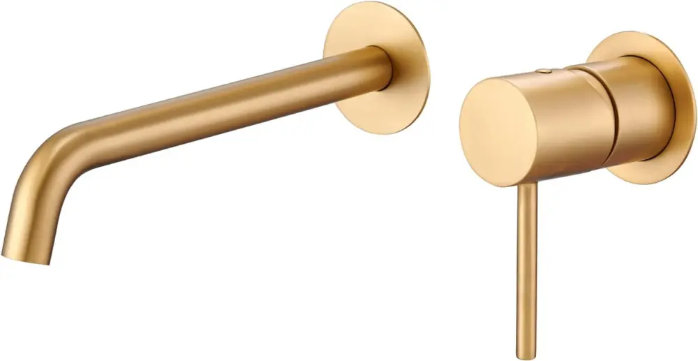 Mice - griferia empotrada monomando de lavabo de laton color oro cepillado