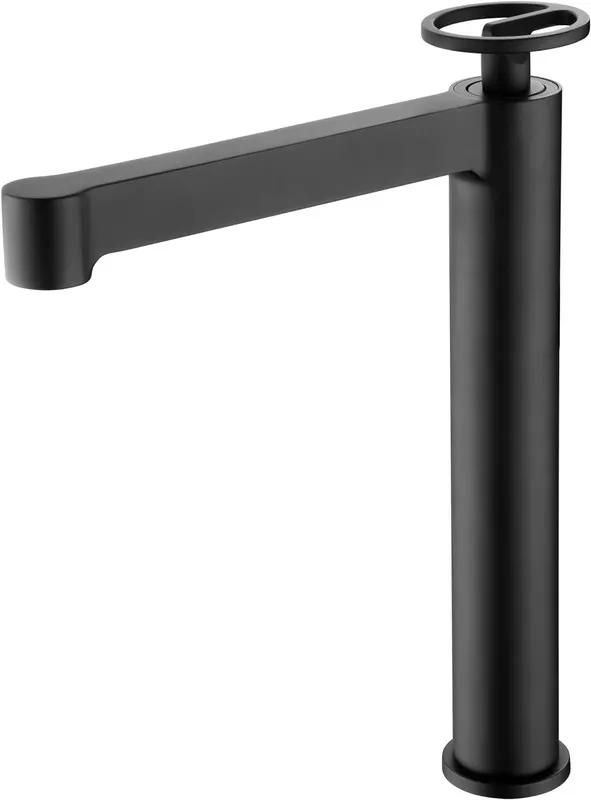 Mice - grifo largo para lavabo de latón, griferia baño alto negro mate