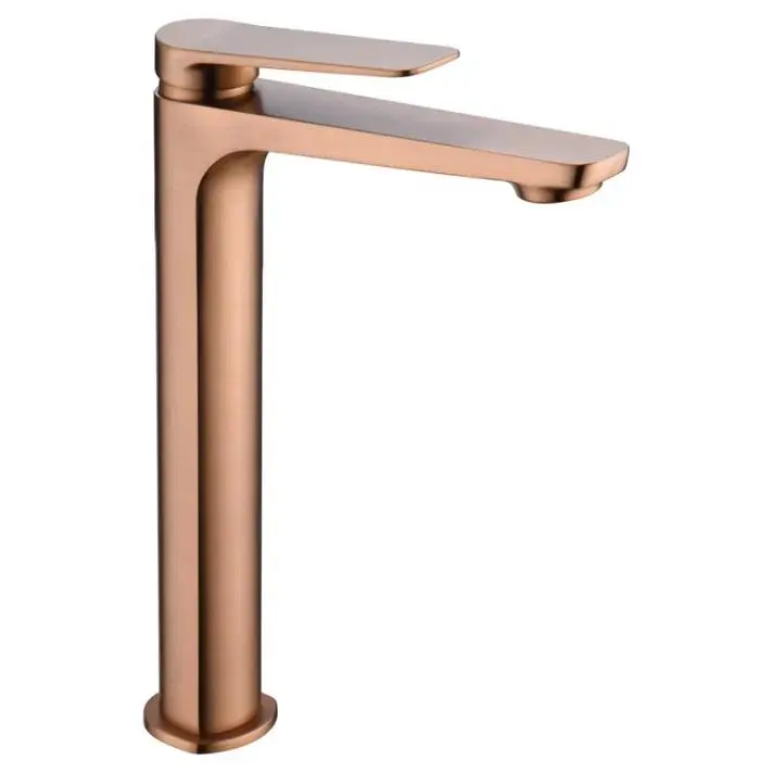 Mice - grifo monomando con caño elevado de latón - color oro rosa cepillado